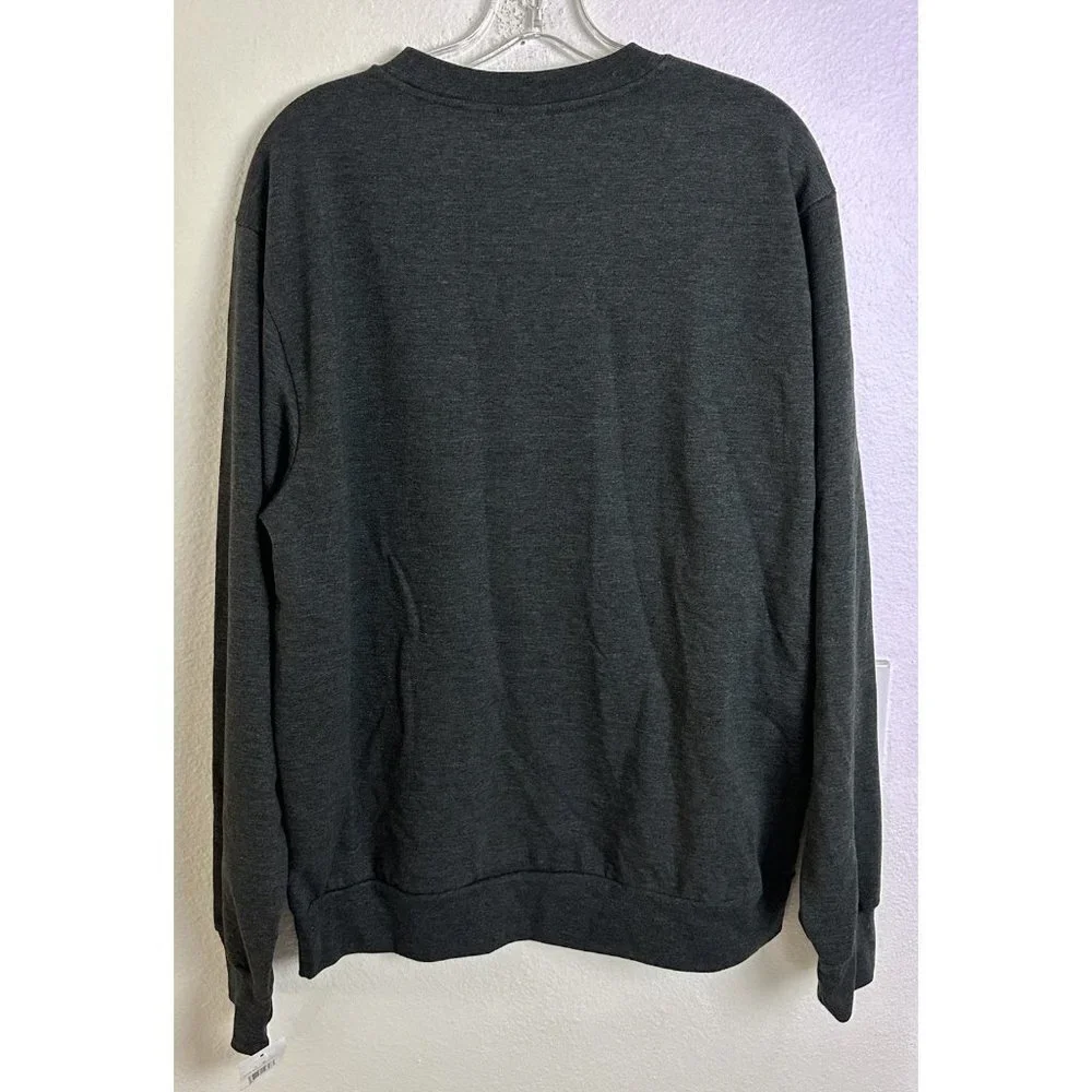 Disney Mens Size L Mickey Mouse Original Charcoal Heather Fleece Sweatshirt NEW - Picture 3 of 13